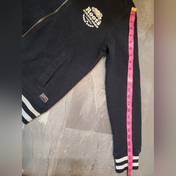 Roots Bomber Jacket. Black, A Bit Dewashed. Bit Of White. Fitted. M. Varsity. - Picture 13 of 13